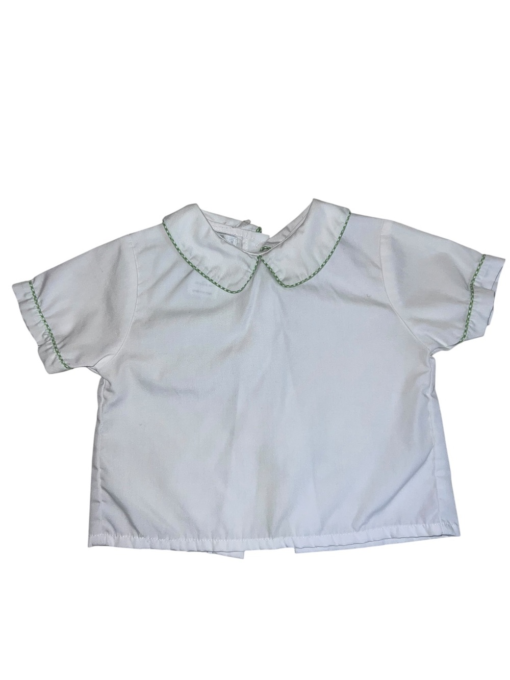 Petit Ami White Short-Sleeve Top with Green Trim